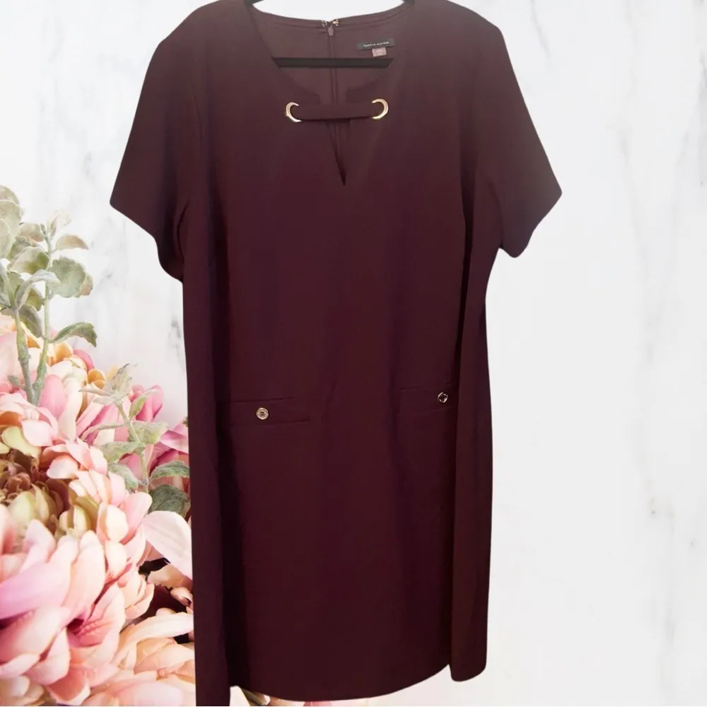 🍁Tommy Hilfiger Dress Scuba Crepe Grommet Top- SZ 18W - Image 2