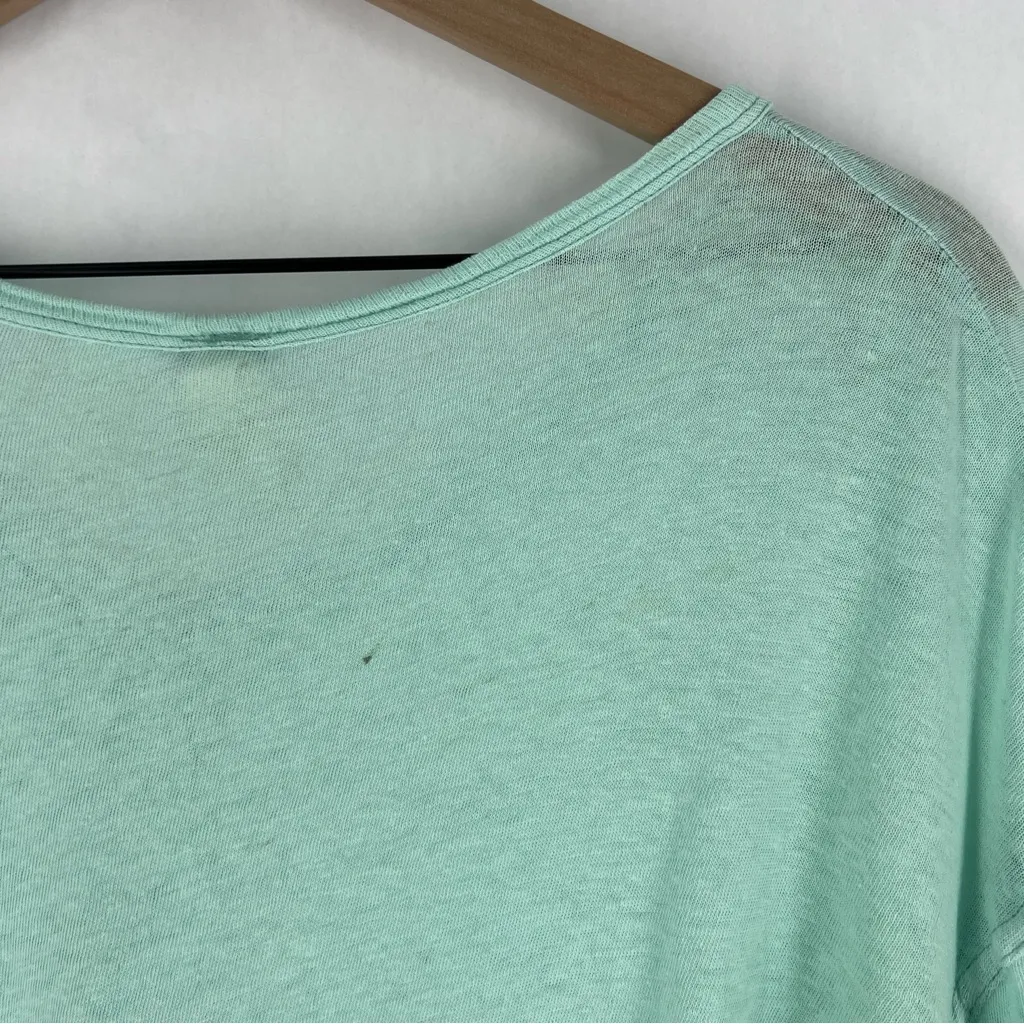 We The Free Sheer Aqua Mint Green Linen Blend‎ Relaxed Fit Dolman Henley Top - Image 13