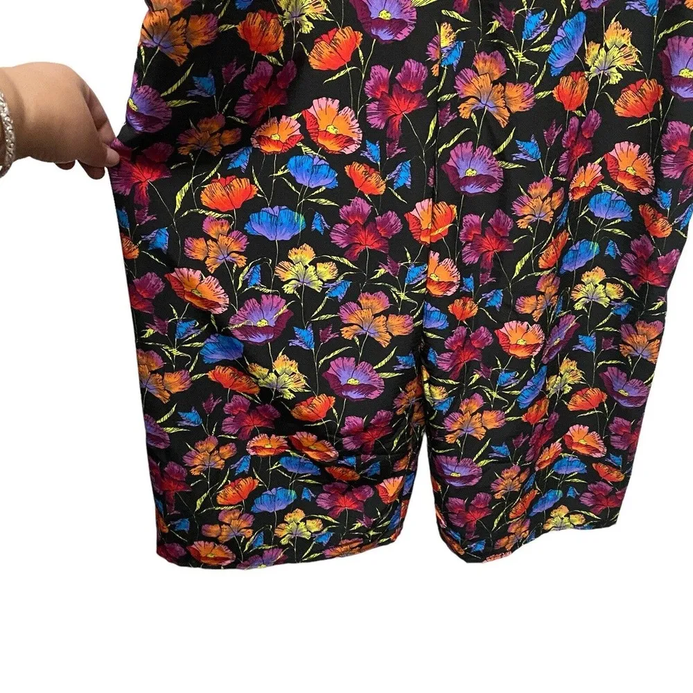 Top shop spaghetti strap V-neck cropped jumpsuit romper black floral 6 women's - Image 2