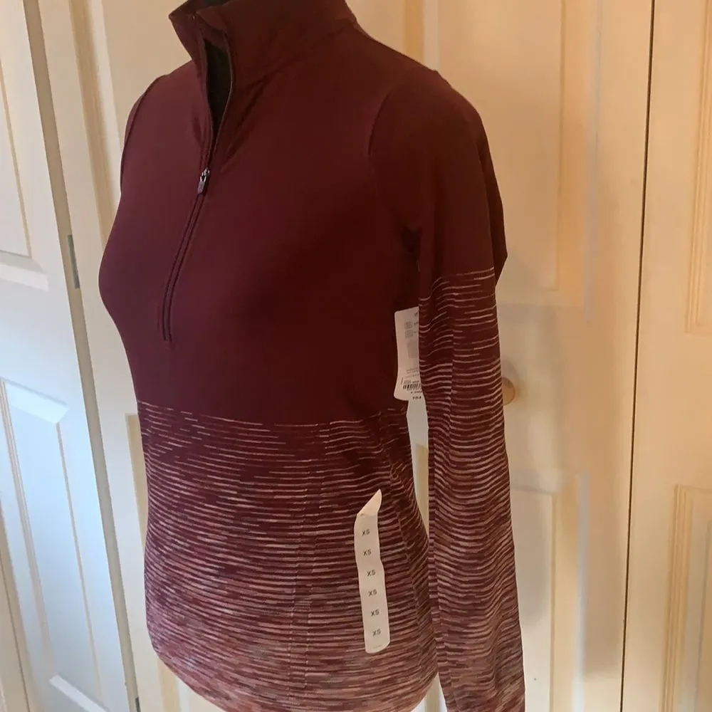Xersion- NWT  Port Wine Long Sleeve Half Zip Athletic Shirt- XS. Unisex - Image 2