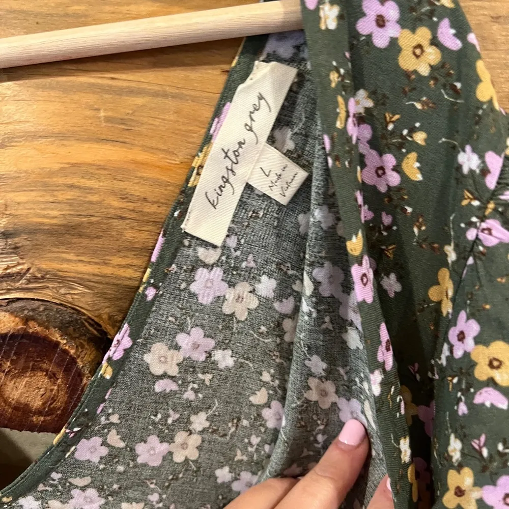 Kingston Grey Floral Green Tie - Image 4