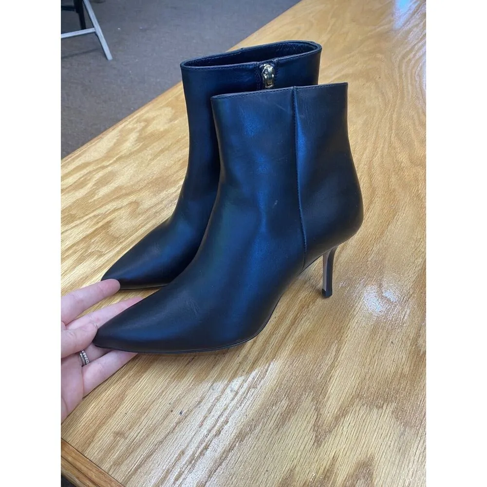 L'agence Women's 6.5 Black Leather Zipper Pointed Toe Stiletto Ankle Boots S65 - Image 2