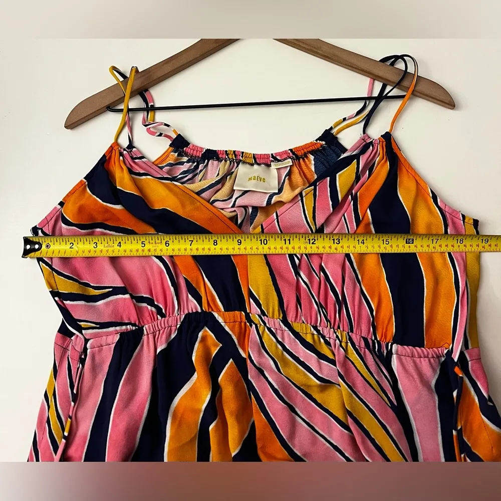 Anthropologie Maeve Finley Jumpsuit Pink Navy wavy stripe Wide Leg 6 - Image 7