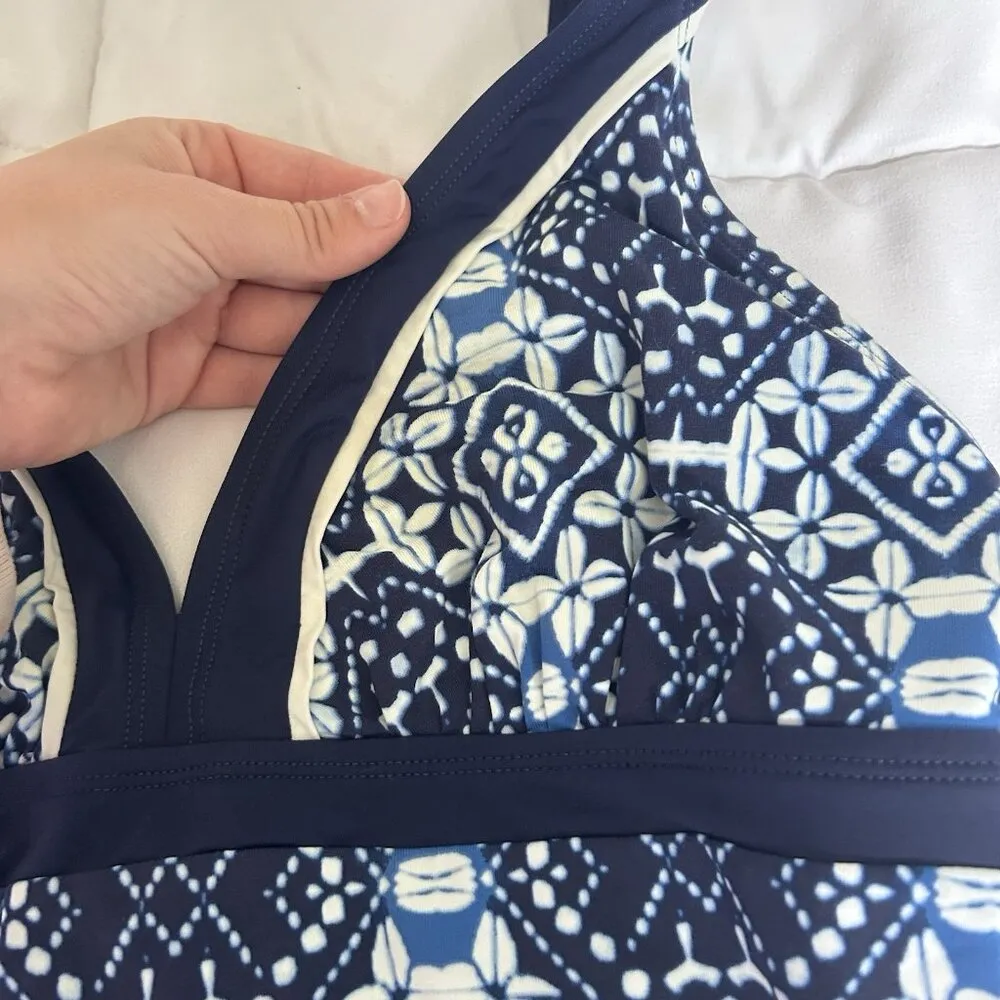 Tommy Bahama Womens Medium M Mare Navy Cowrie Tankini Blue White Summer Beach - Image 3