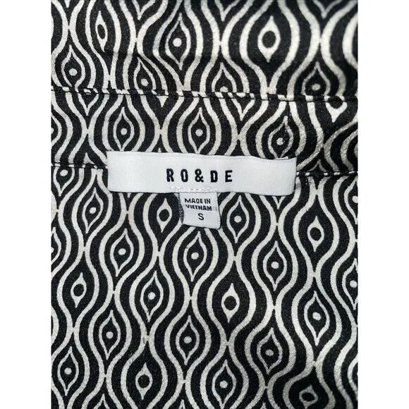 Women "Ro‎ & DE" Black White cropped long sleeve blouse. Size S - Image 3