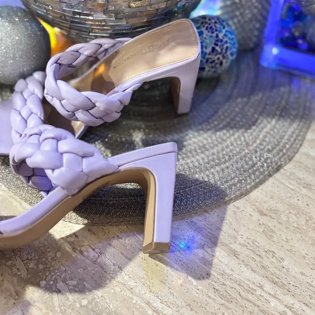 BCBGeneration Lilac Braided Heels – Size 5.5 – 3.5” Block Heel - Image 8