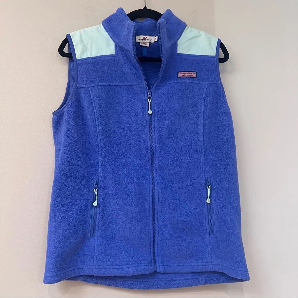 Vineyard Vines Shep Blue Fleece Vest - Image 2