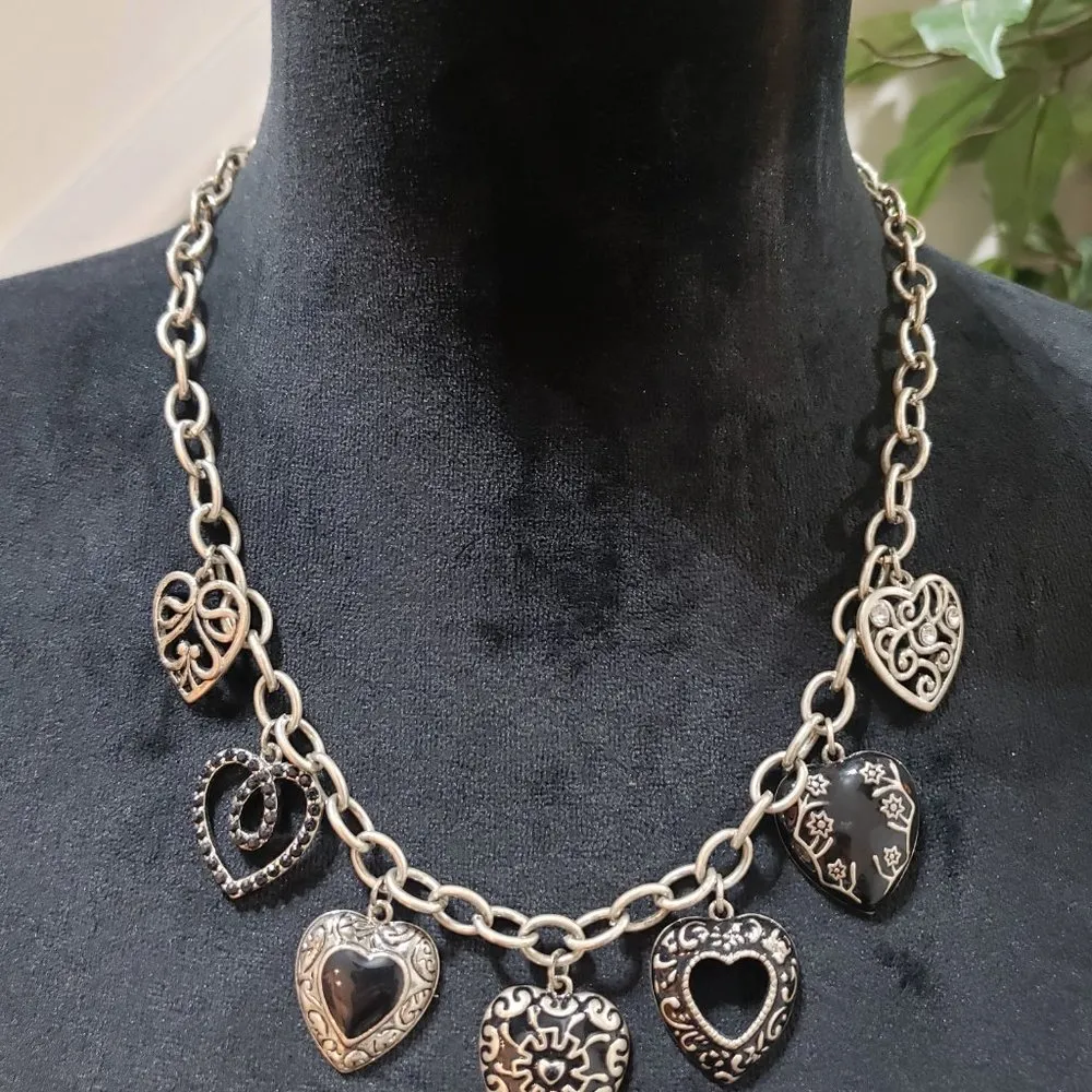 Bijoux Terner Womens Fashion Heart Silver Tone Beaded Pendant Necklace w/ Lobste - Image 2