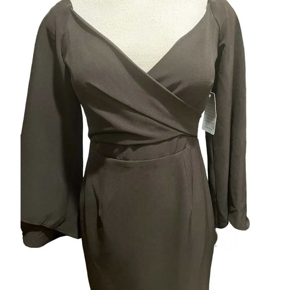 Bardot Crossover Top Bell Sleeves Black Size 6 NWT - Image 5