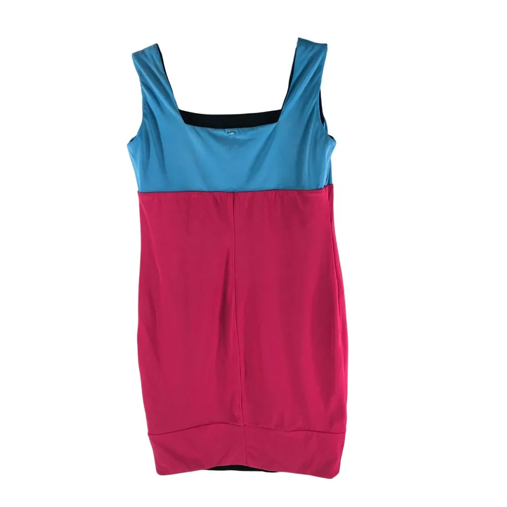 Pinko Reversible Sleeveless Dress With Square Neckline In Blue/Fuchsia & Black Blue Size XS - Image 3