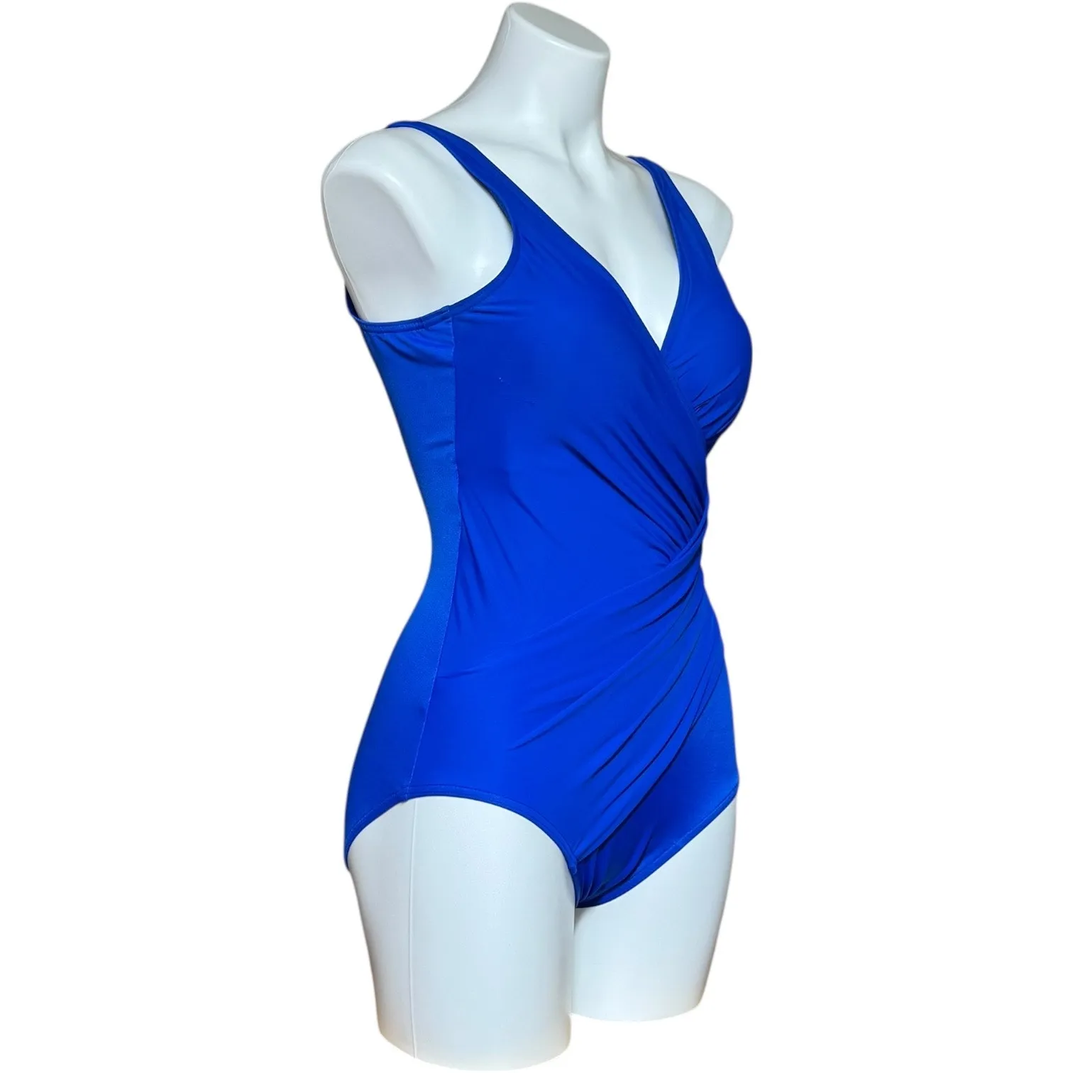 Miraclesuit Oceanus One Piece Swimsuit Faux Wrap Blue 10 - Image 4