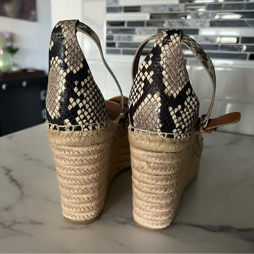 Tory Burch Shelby Snakeskin-Embossed Leather Espadrille Sandals Size11 NWOT $278 - Image 7