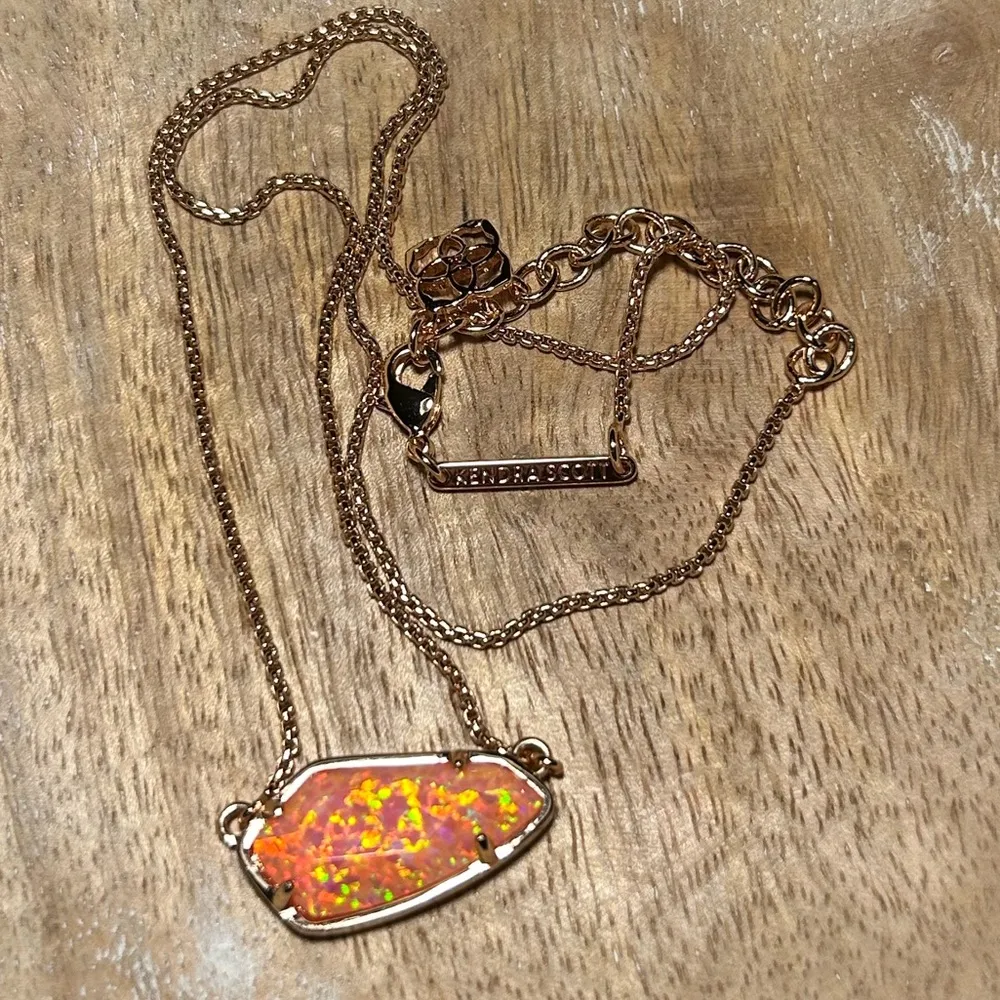 Cami Necklace in Rose Gold & Coral Kyocera Opal - Image 12