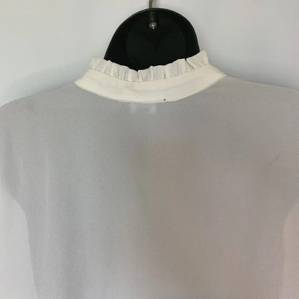 DICE V Neck Long Sleeve Blouse White Size M - Image 6