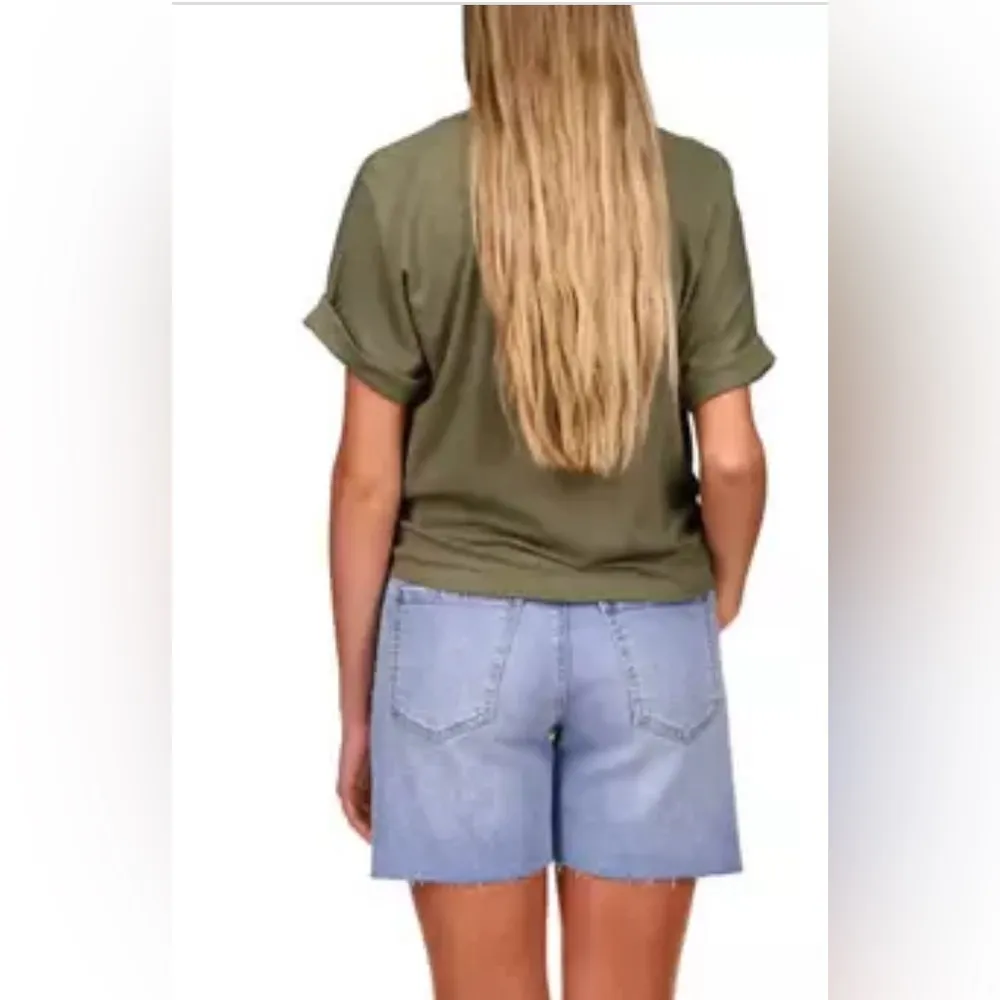 Sanctuary All Day Tie Cotton Blend Top in Trail Green - Size XXL - Image 2