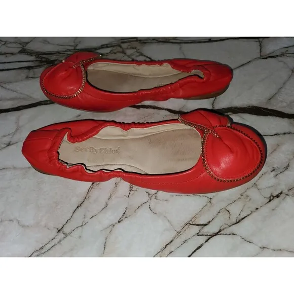 See by Chloe Clara Zipper-Bow Ballerina Flat Pink Leather EU 36‎ US 5.5 - Image 7