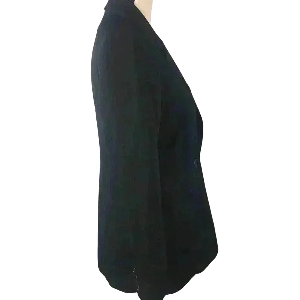 Talbots Women's Petites Black Wool One Button Blazer Size 8‎ Preppy Career Work - Image 5