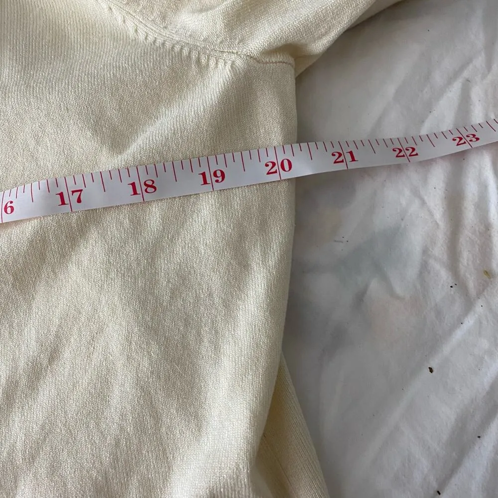 NWT Cable & Gague Ivory Sheer Shoulder Long Sleeve Pullover Sweater Size X-Large - Image 2