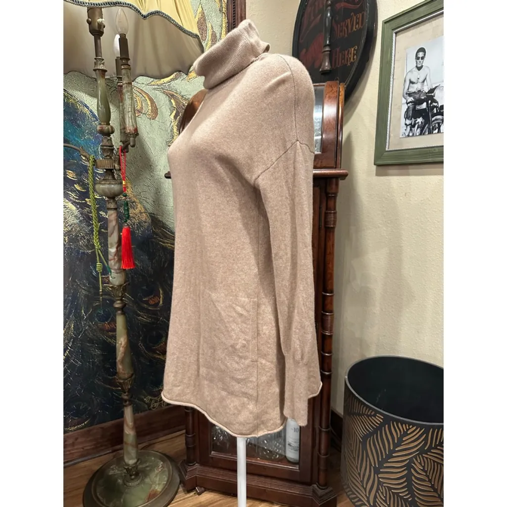 Women's Paige Beige Wool Cashmere Turtleneck Sweater S - Image 3