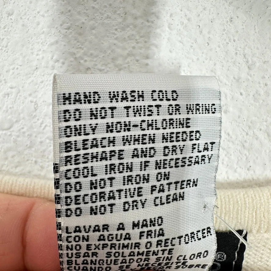 Vintage Sag Harbor Cream V Neck Long Sleeve Beaded Embellished Sweater Granny Size XXL - Image 10