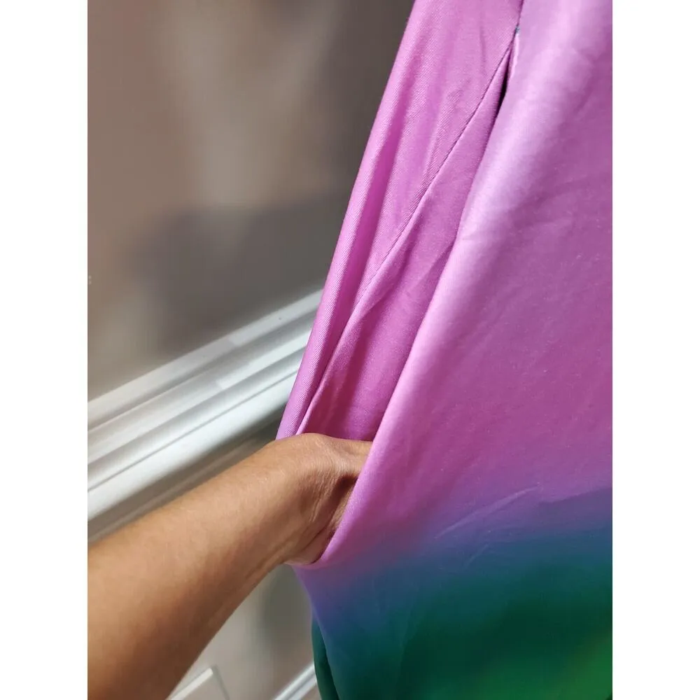 Multicolor Pockets Polyester Round Neck Sleeveless Long Maxi Dress Size Small - Image 6