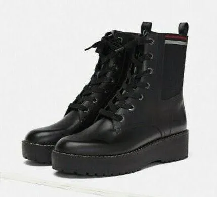 ZARA Leather Platform Combat Boot - Image 4