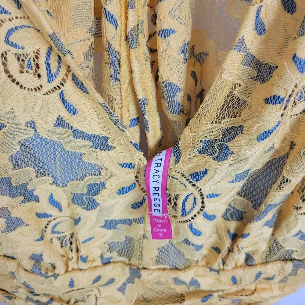 Tracy Reese Plenty by  Womens Dress Size 8 Yellow Niki Lace Sleeveless Lined Mini - Image 6