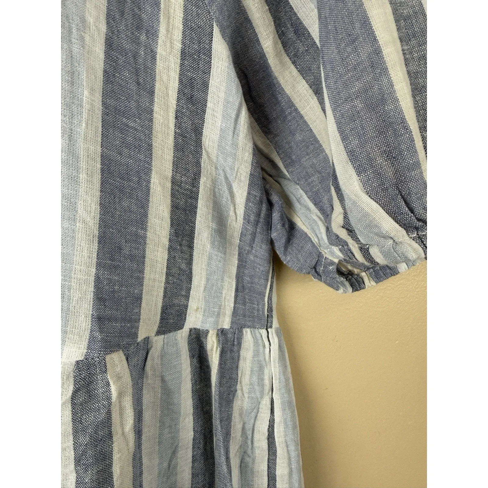 BEACHLUNCHLOUNGE Women’s Luca Blue A-Line Dress with Puff Sleeves Size M - Image 6