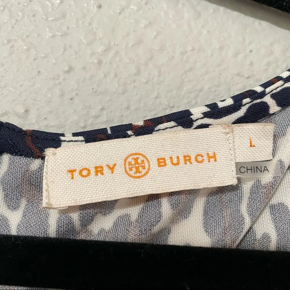 Tory Burch Ruched Leopard Print Bodycon Mini Dress Long Sleeve Womens L Animal - Image 3