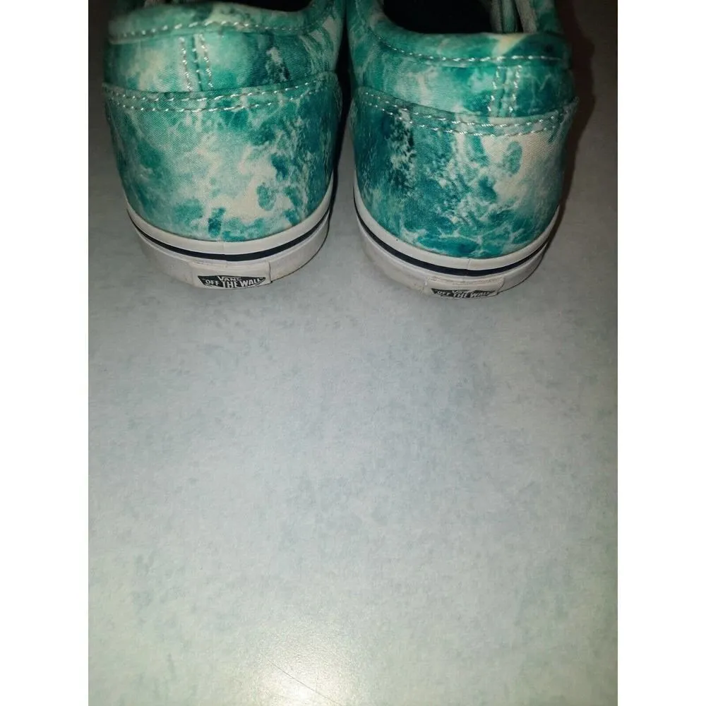 Vans Blue Teal White Tie Dye Ocean Lace Up Sneakers Women's Size 6.5 - Image 5