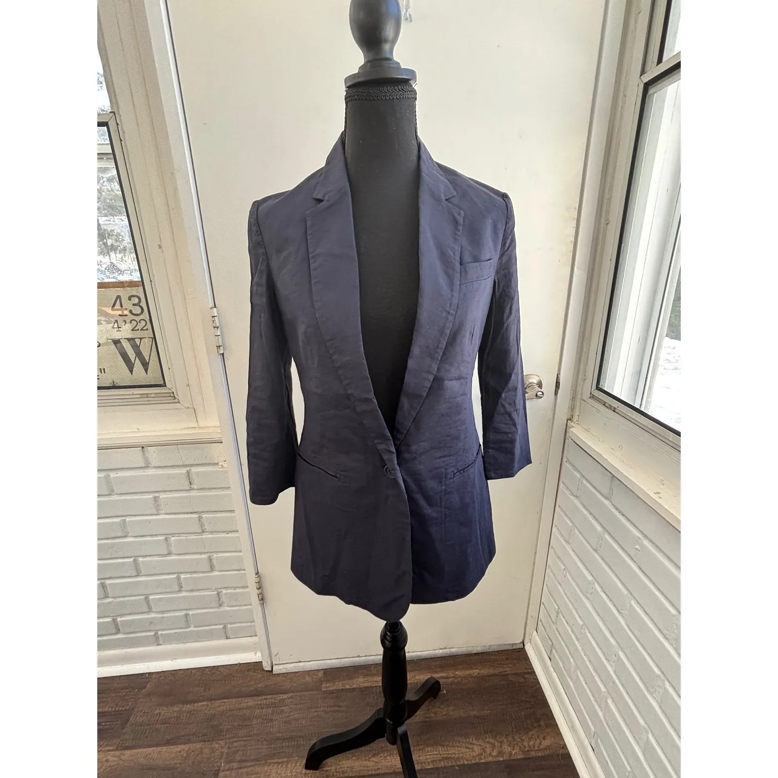 Theory Grinson Navy Linen Blend Blazer 4 structured minimalist layered classic - Image 2