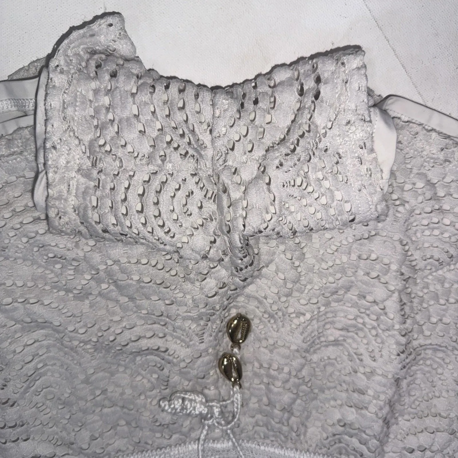 Lilly Pulitzer Claudette White Crochet Minimalist Old Money Drawstring Shorts M - Image 4