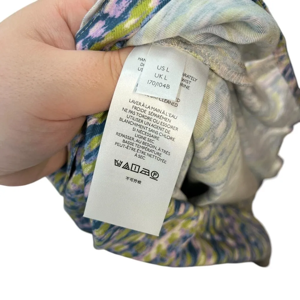 Anthropologie Pilcro Tisha Surplice Blouse Abstract Blue Green Purple Size Large - Image 13