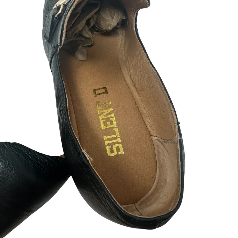 Anthropologie Silent D Fina Pump Loafer Heel Horsebit Leather Black Size 36 US 6 - Image 11