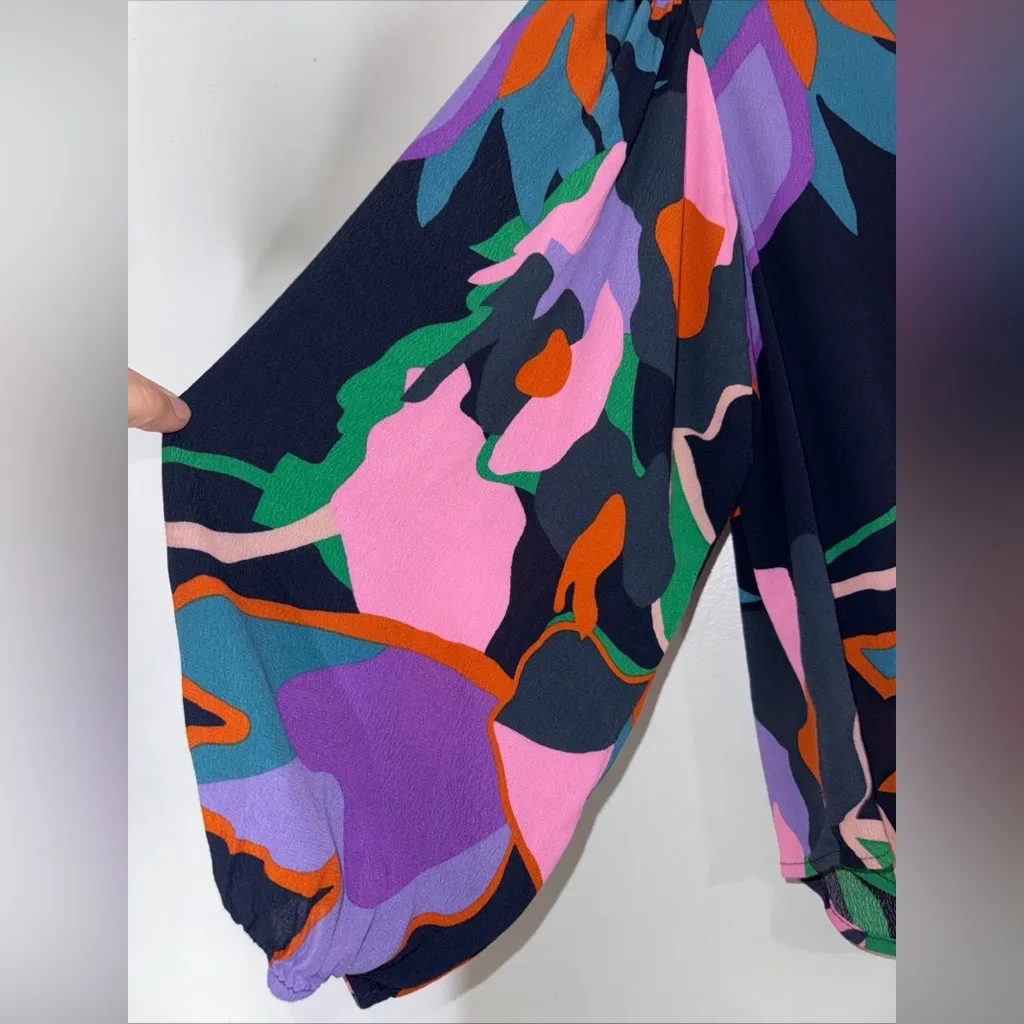 FRNCH  Multicolor Collar Ballon Long Sleeve Button‎ Down Top Small - Image 5