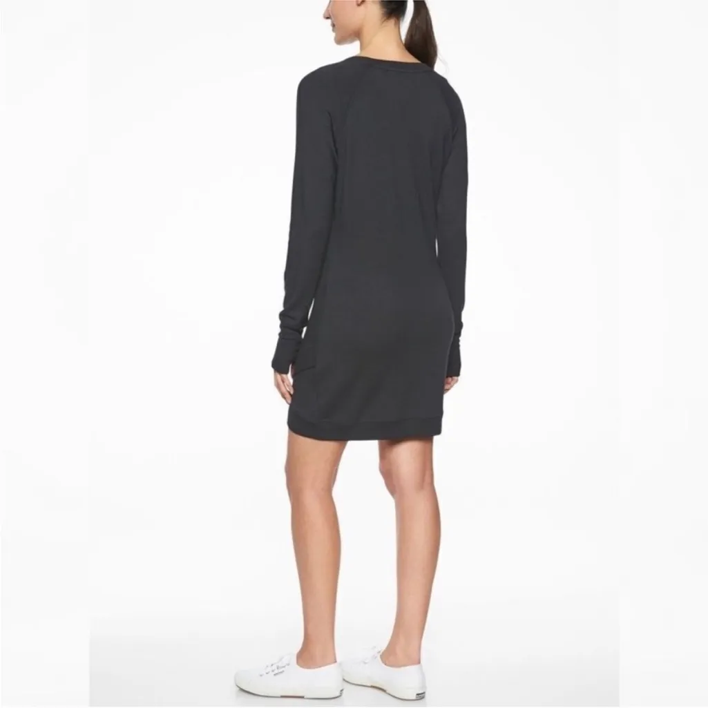 Athleta Criss Cross Black Sweater Dress Soft Jersey Stretch Long Sleeve XS Comfy - Image 3