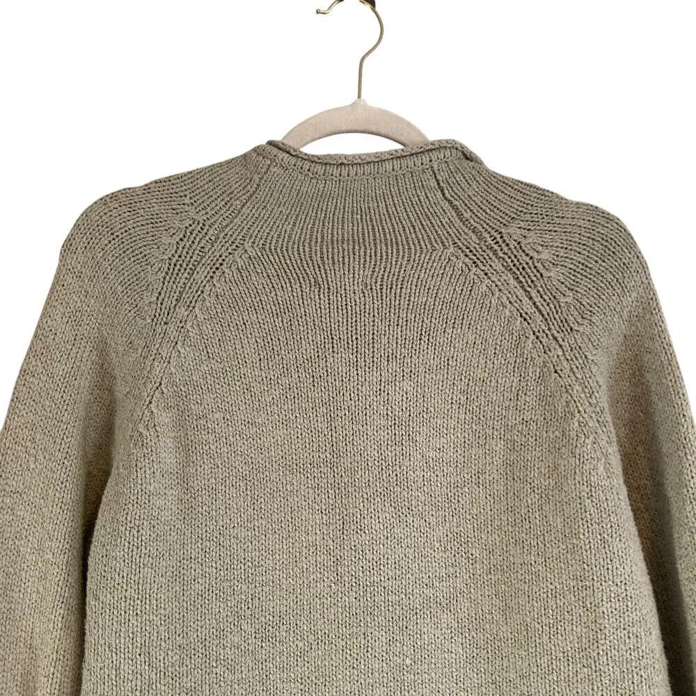 LL Bean Sage Green Cotton Knit Full Zip Cottagecore Cardigan Sweater Size Medium - Image 5