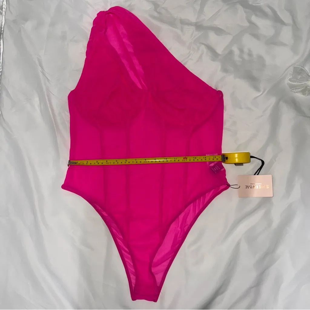 SHEIN Pink Asymmetrical Bodysuit with Cutout Design Size 3X - Image 3