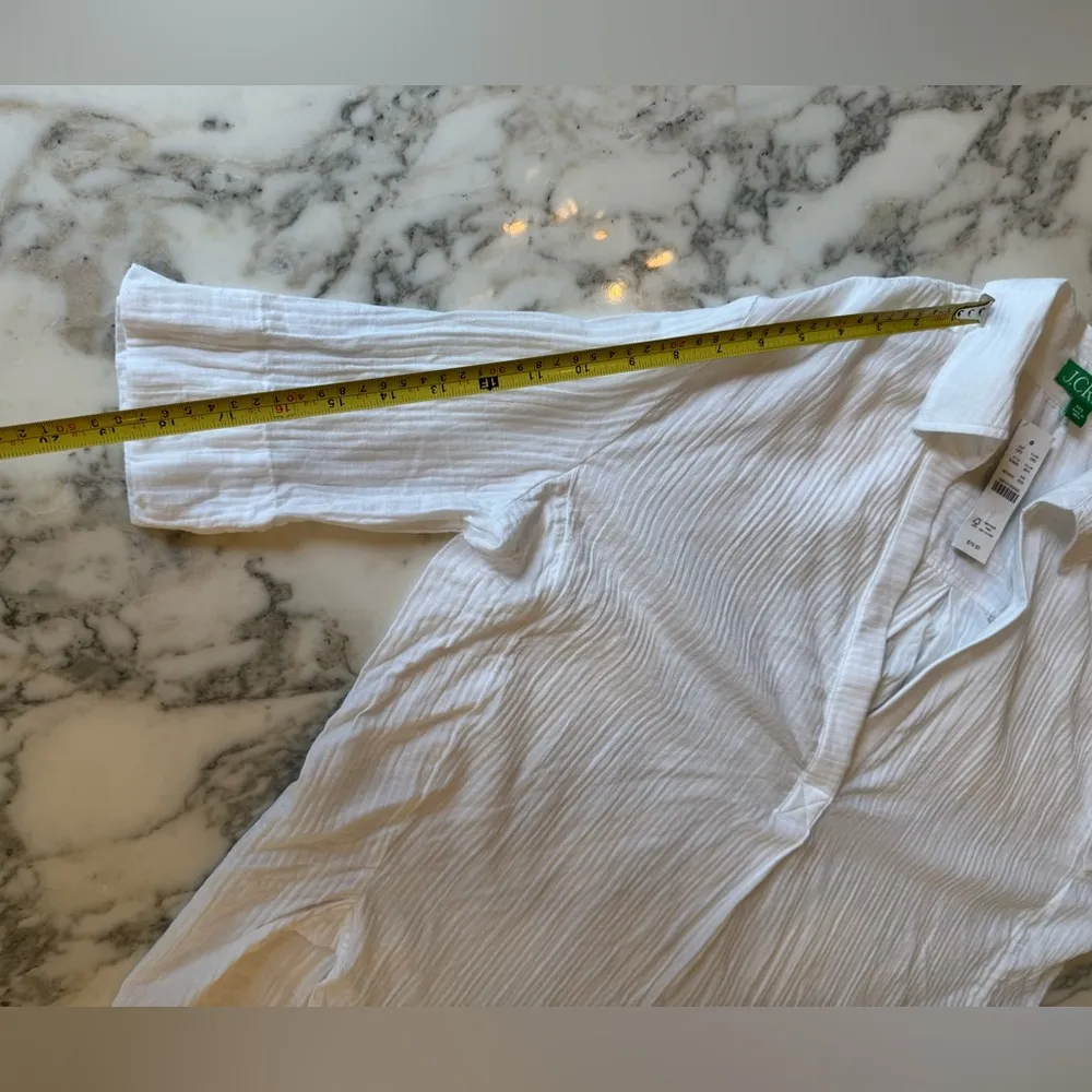 NWT JCrew Popover Shirt in Airy Gauze White Oversized XXS - Image 9