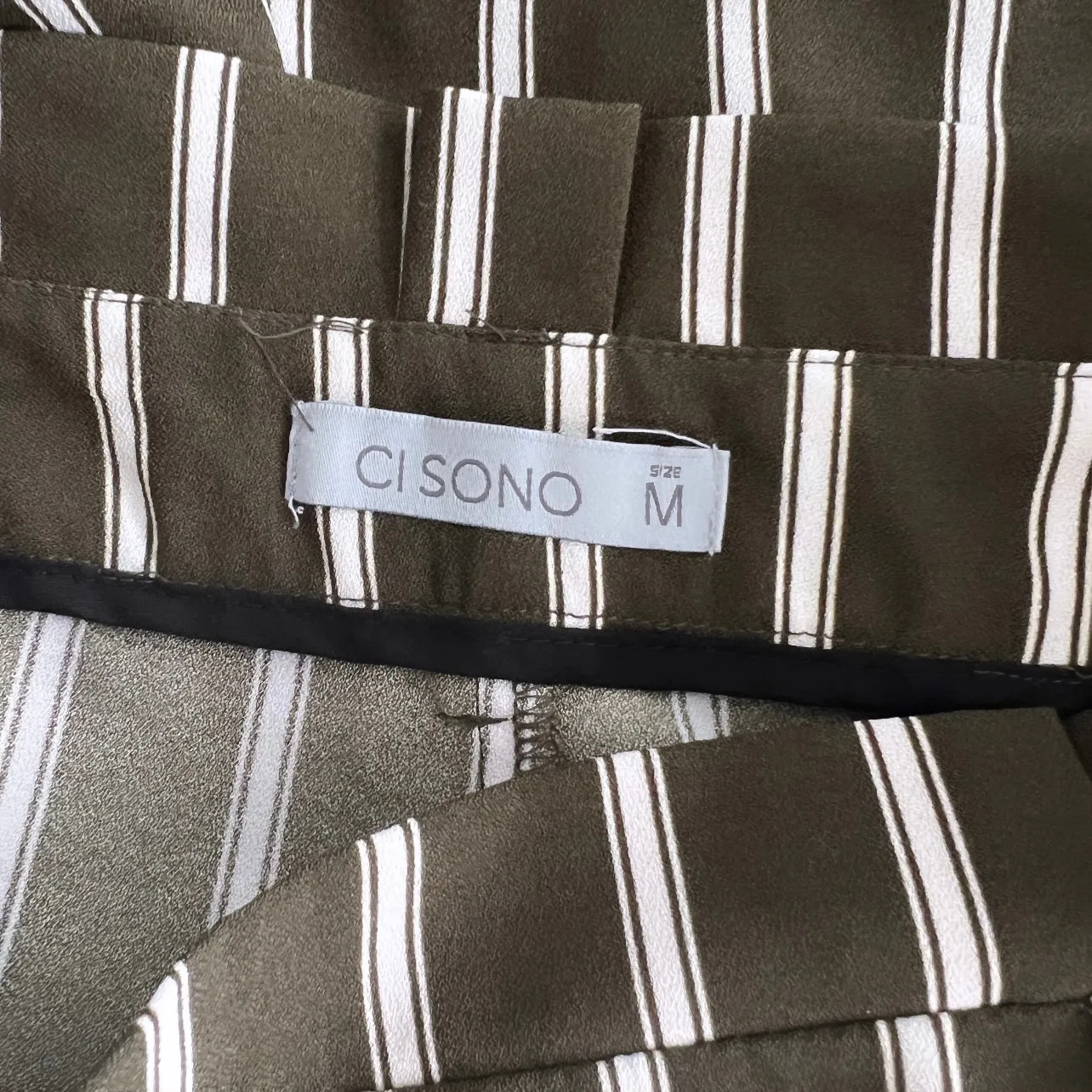 Cisono Green with White Stripe Paper Bag Shorts Size Medium - Image 4