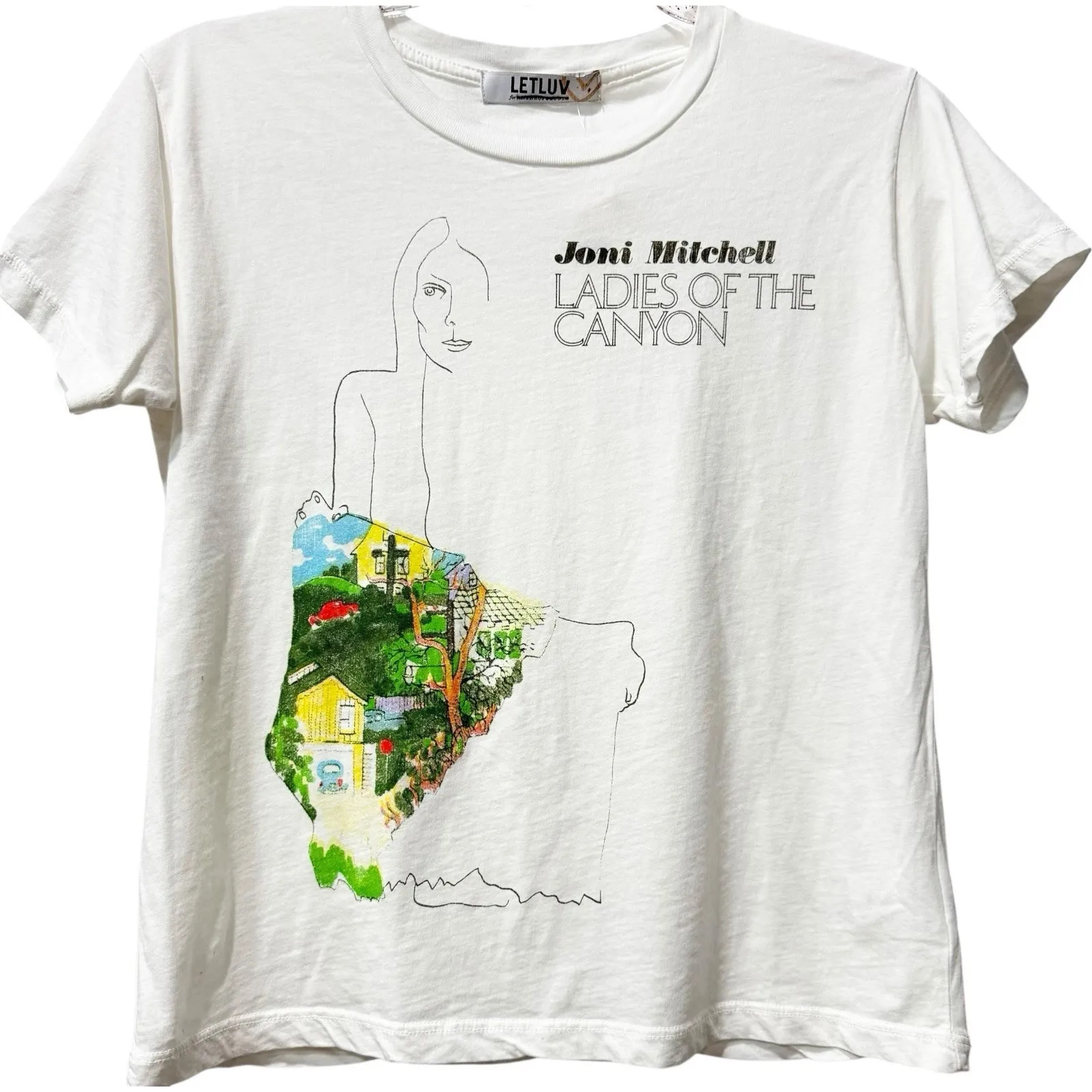 NWT Anthropologie Letluv Joni Mitchell Oversized Boxy Graphic Tee HTF‎ XXS - Image 3