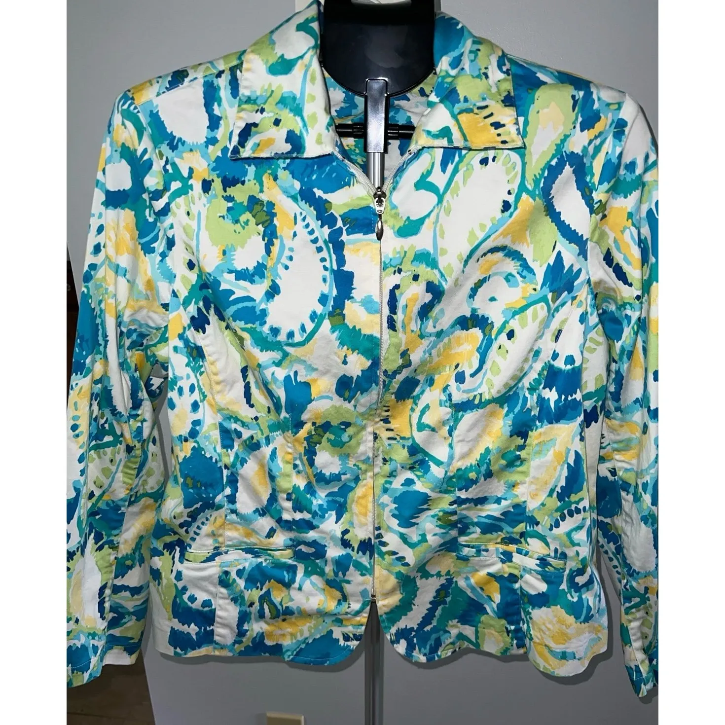 Coldwater Creek Women's Multicolor Zip Pockets Blazer Jacket‎ Size 1X - Image 2