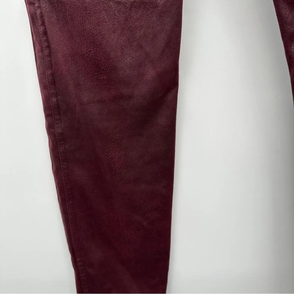 Free People Midnight Burgundy Faux Suede High Rise Ankle Leggings Size‎ S - Image 10