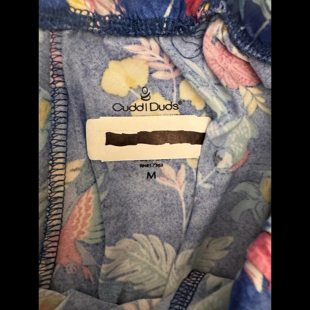 Cuddl Duds Med  Jersey Colorful Parrots PJ Set Shorts Women's p7 - Image 4