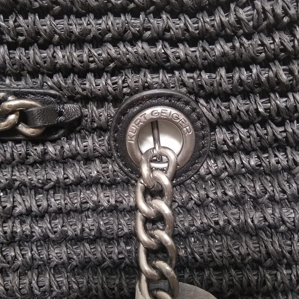 Kurt Geiger Brixton Raffia Black Tote - Image 4