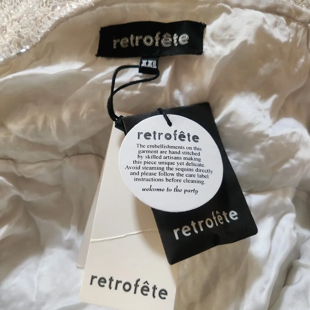 Retrofete Katya Dress in White Sequins Size XXL NWT Spaghetti Straps Sleeveless - Image 11