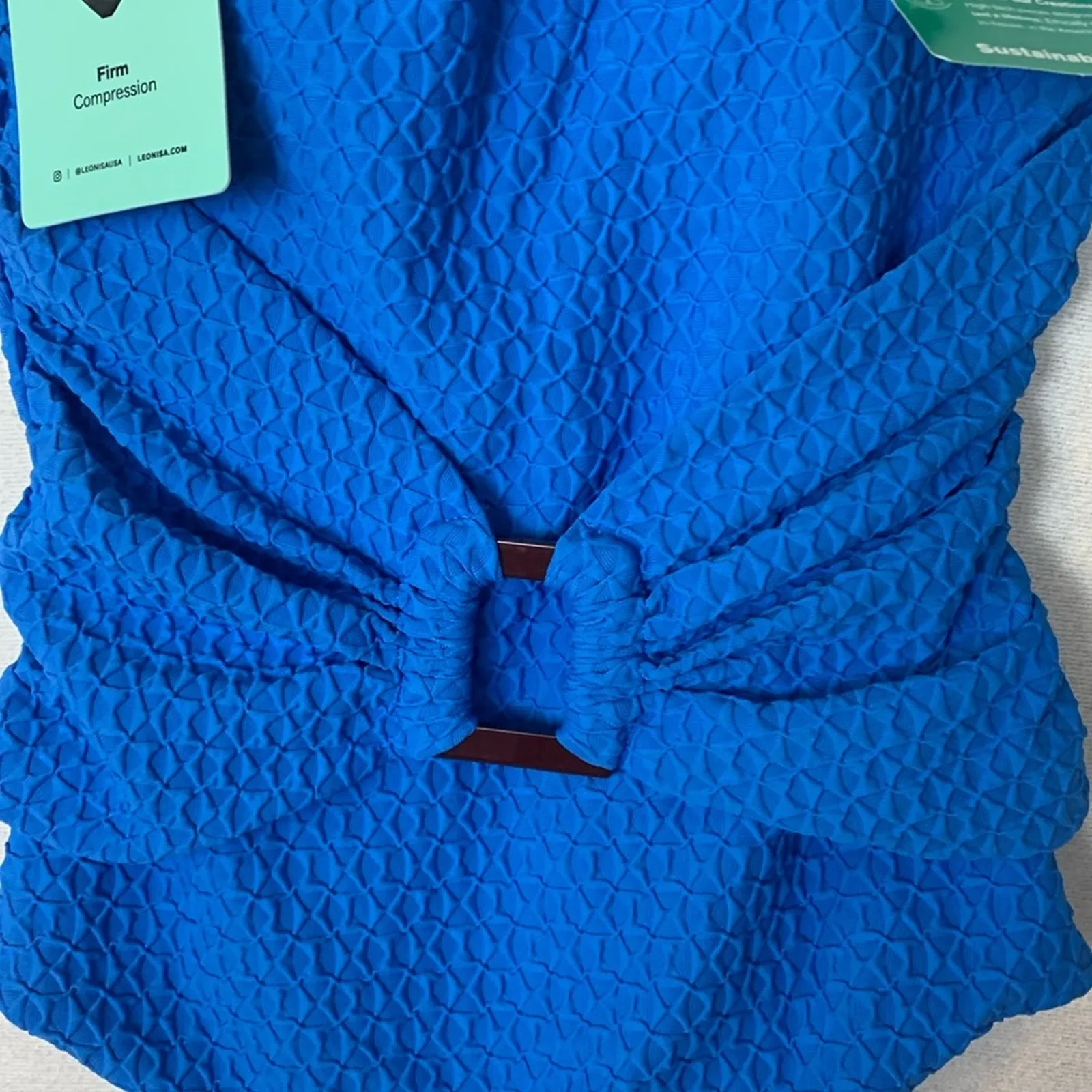 Leonisa women's medium compression one piece swim suit blue firm bathing - Image 4