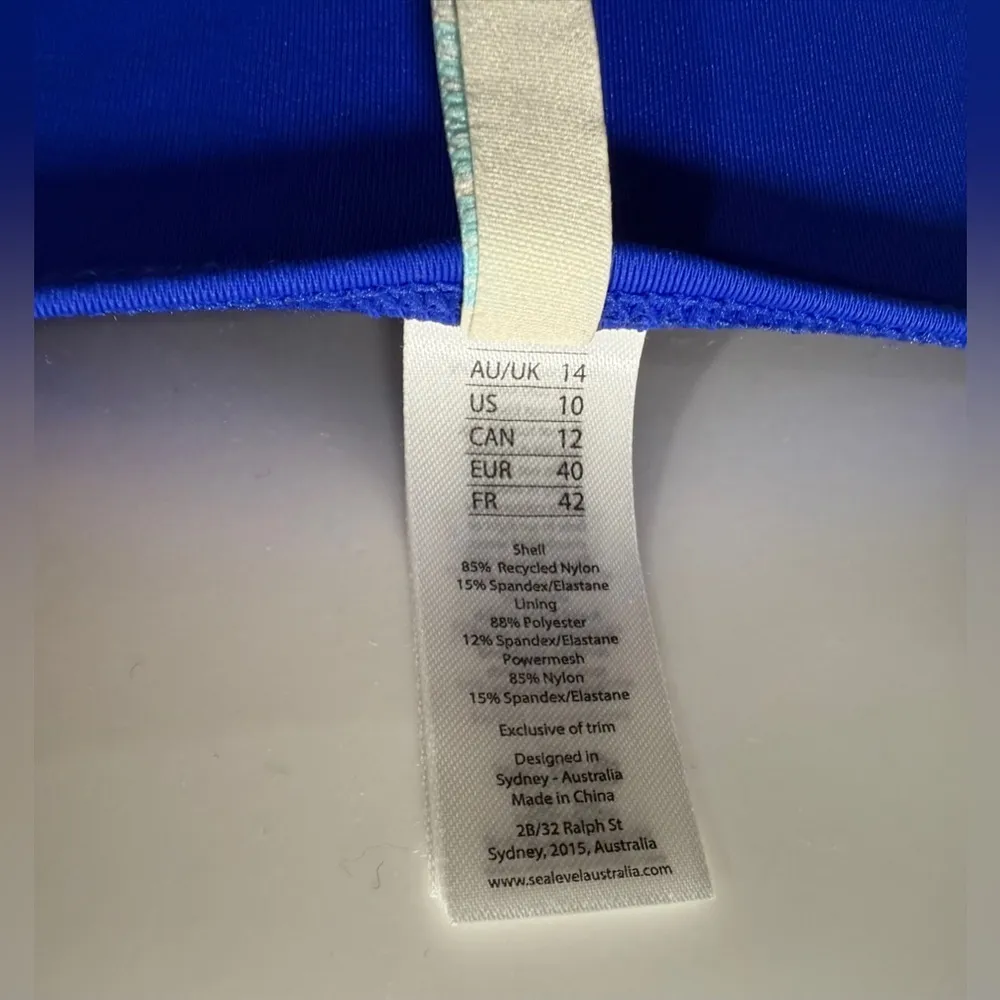 Sea Level Eco Essentials Swimsuit US 10 Cobalt Blue Square Neck One Piece NWT - Image 8