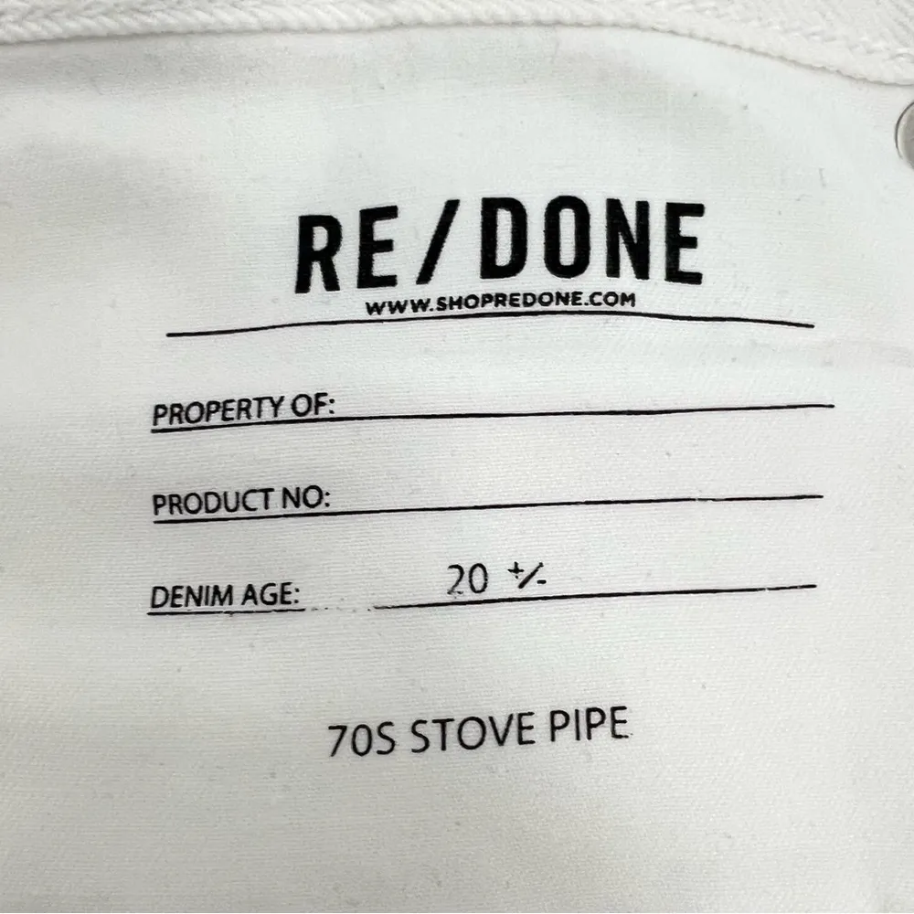 RE/DONE 70s High-Rise Stove Pipe Jeans White Destroyed High Waisted Size 30 - Image 11