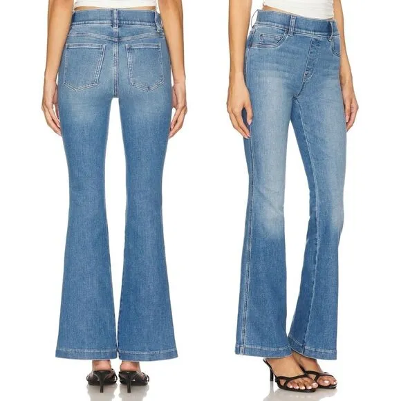 NWT SPANX Flare Jeans Size Large Tall Stonewashed Blue Pull-On Stretch Denim NEW - Image 2